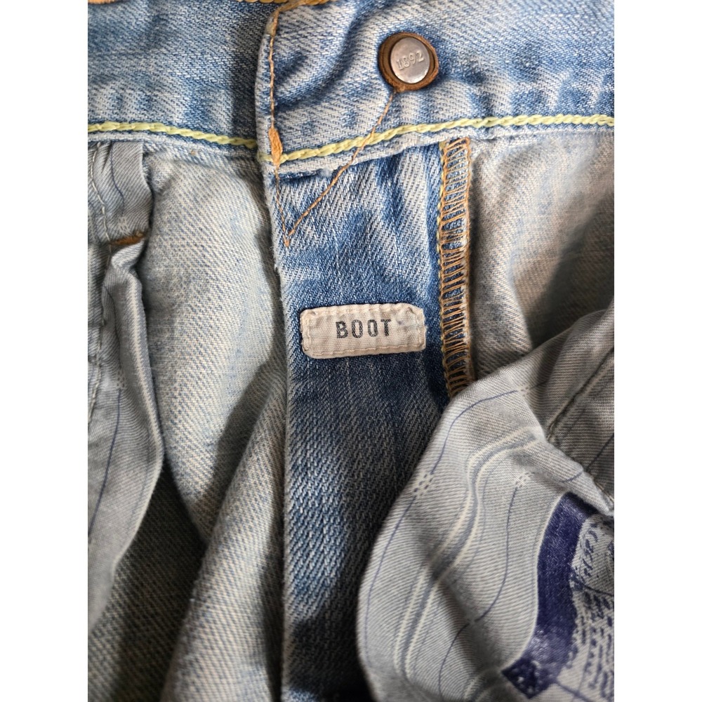 Vintage 2000s Y2K Abercrombie & Fitch Distressed Bootcut Jeans Light Wash 36x34 - Picture 5 of 9